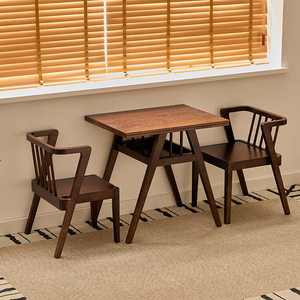Muebles de cafetería, sillas de madera maciza, juego de mesa de comedor cuadrada, balcón de ratán para exteriores, mesa de té pequeña y sillas para restaurante - Product Image 6