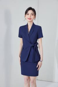Traje profesional de verano de manga corta <span class=keywords><strong>para</strong></span> mujer, uniforme de oficina <span class=keywords><strong>para</strong></span> gerente de Hotel, recepcionista, ropa de trabajo de negocios - Product Image 3