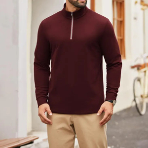 Sudadera Deportiva de Golf con Capucha y Cierre de Cremallera de Cuarto para Hombre, con Logotipo Personalizado Bordado, 100% Algodón, Invierno, ODM - Product Image 3