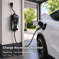 Chargeur EV portable 3,5 kW 16A 220V monophasé avec contrôle Wi-Fi via application, station de charge rapide EVSE pour voiture électrique, utilisation à domicile et en voyage