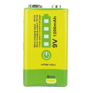 Batterie au lithium polymère rechargeable USB 9V 1200mAh avec port de charge et de décharge USB, usine de batteries - Product Image 2