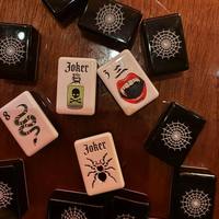 Tuiles de Mahjong Américain Halloween Dark Elements, lot de 160, en acrylique double couche, dos noir brillant, motifs Venom, Spider, Cobra, Vampire, Skull