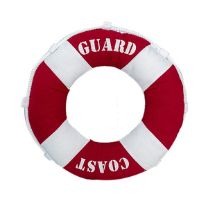 หมอนอิงรูปห่วงชูชีพของหน่วยยามฝั่ง ปลอกผ้าฝ้าย ซักได้ หมอนตกแต่ง สีฟ้า สีแดง - Product Image 4