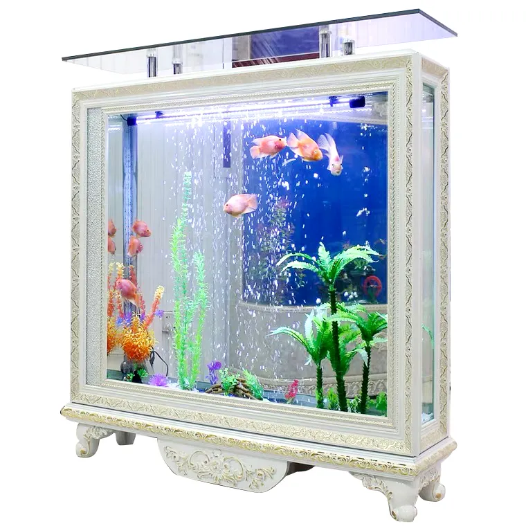 Armoire rectangulaire de fond d'écran de style européen, une pièce, filtre de fond d'aquarium écologique, aquarium en verre