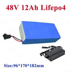 GTK 48v 12ah 10ah lifepo4电池组，带BMS，适用于1200w 1000w电动滑板车雪地车电池 + 58.4V 2A充电器