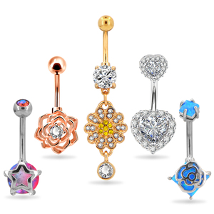 La nouvelle liste de Piercing de nombril <span class=keywords><strong>banane</strong></span> <span class=keywords><strong>ventre</strong></span> corps bijoux anneau de bouton avec outil sans couteau accessoire Patch indien serrure violette - Product Image 1