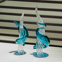 Exquis fait à la main bleu Entangle artisanat Murano Art Sculpture artisanale en verre pour la décoration de la maison