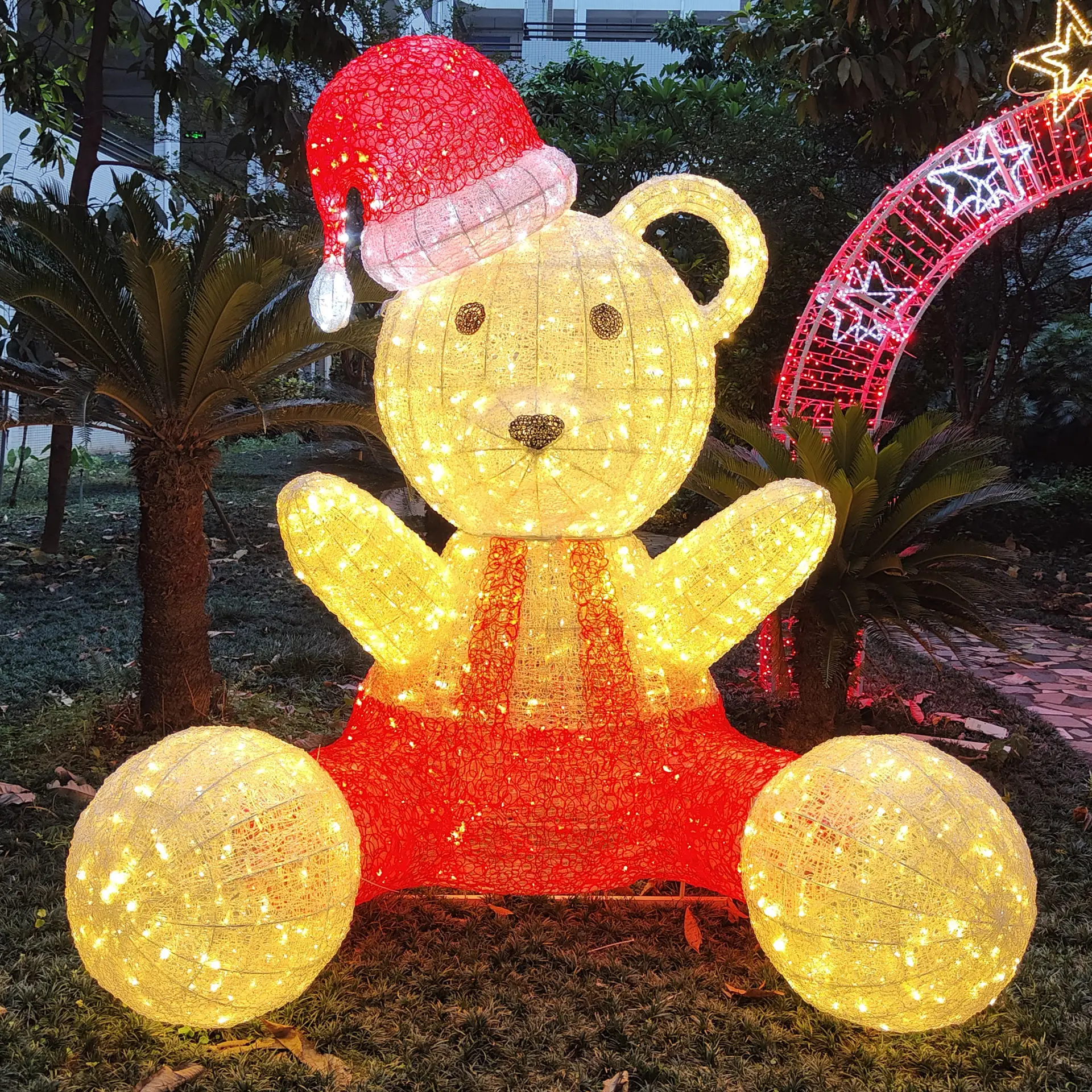 Urso de pelúcia 3d impermeável ip65, personalizado, fantasia, luz de led, decoração de natal, luz