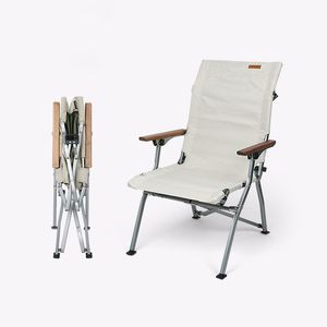 Sedia Reclinabile Portatile e Pieghevole con Braccioli in Legno per Pesca, Spiaggia e Campeggio, Sedia da Riposo con <span class=keywords><strong>Borsa</strong></span> Portaoggetti - Product Image 4