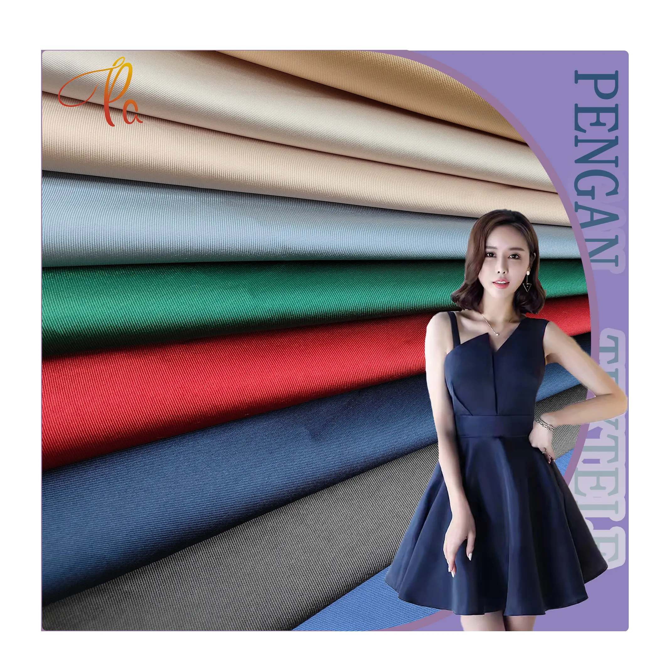 2022 Latest Design 100% Polyester Mikado Satin Fabric Double Twill Mikado Fabric