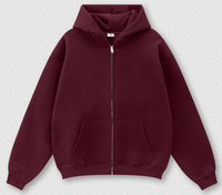 Sweat-shirt à capuche uni ample doublé polaire, cardigan zippé en maille, veste, fabrication sur mesure de sweats à capuche