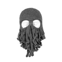 Bonnet cagoule en tricot pieuvre calmar, drôle, au design de tentacule, fantaisie, pour Halloween, costume, fête, pour hommes et femmes