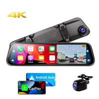 4K 12 pouces Dash Cam Carplay Android Auto Stream Rétroviseur GPS Navi 5G WIFI Voiture DVR Caméra Vidéo Enregistreur FM Transmetteur