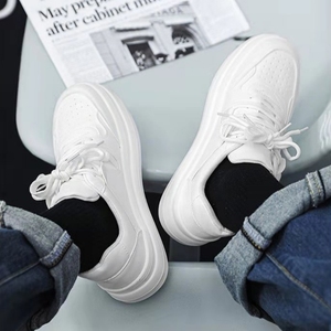 Baskets décontractées vertes minimalistes tendance, chaussures blanches à plateforme fluorescente pour hommes, baskets polyvalentes style skate - Product Image 4