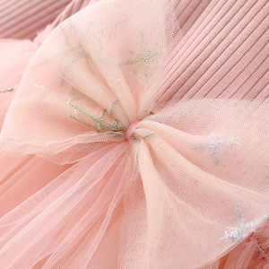 Vestido de Princesa con Parches de Malla para Niñas, Otoño 2020, Nuevo Estilo Informal con Lazo, Vestido Sólido a la Moda para Bebés - Product Image 6