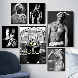 Rapper Tupac HiP Hop Singer 2PAC stampa pittura Rap Legend stampe su tela in bianco e nero poster art picture wall decor