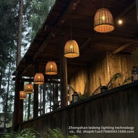 Lámpara Colgante Solar LED para Exteriores, Impermeable IP54, Diseño de Mimbre Estilo Bambú, para Turismo Cultural