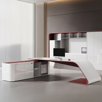 Ensemble de bureau et chaise de direction en laque haute brillance, style moderne minimaliste, bois écologique, mobilier de bureau commercial