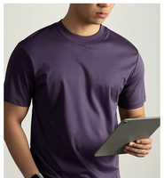 T-shirt en coton mercerisé à l'ammoniaque liquide 80S, 240 g/m², uni, pour homme, t-shirt décontracté à manches courtes pour l'été