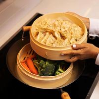 Grande machine à cuire à la vapeur en bambou pour raviolis, petits pains et riz, cuiseur à gaz commercial