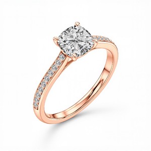 Bague en diamant de laboratoire de qualité supérieure, taille coussin, clarté VVS-VS, couleur EF, en argent sterling 925, or 10KT, 14KT, 18KT, bijoux fins - Product Image 1