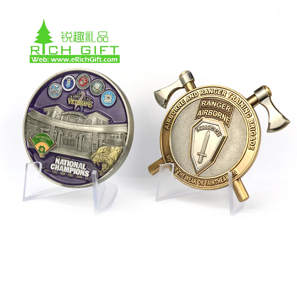 Personalizzato templar double sword shield custom golf ball maker challenge coin ccatt display moneta in ottone personalizzata