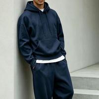 Hoodie dan Celana Panjang Gaya Amerika, Model Longgar, 2 potong, polos, setelan hoodie dan celana olahraga, Langsung dari Pabrik