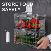 Conteneur de stockage alimentaire sous vide hermétique en gros, empilable, en PET, organisateur de réfrigérateur, boîte de conservation des aliments frais pour la cuisine avec couvercle