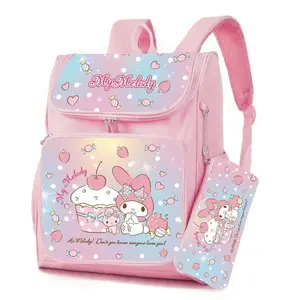 Mới đến Sanrio kuromi KT Cô Gái Màu Hồng Ba lô với bút chì trường hợp túi thời trang schoolbag công suất lớn cuốn sách Túi ba lô