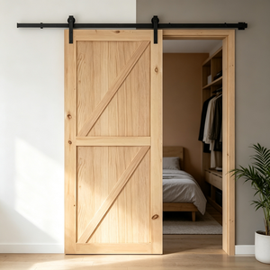 Porte coulissante en bois massif <span class=keywords><strong>de</strong></span> pin <span class=keywords><strong>de</strong></span> qualité supérieure pour la production en série, idéale pour les projets immobiliers. - Product Image 2