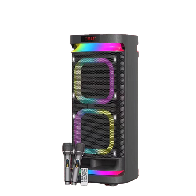 Factory Wholesale Portable BT Party Speaker With RGB Light & 2 MIC Super Bass Stereo Sound Speakers