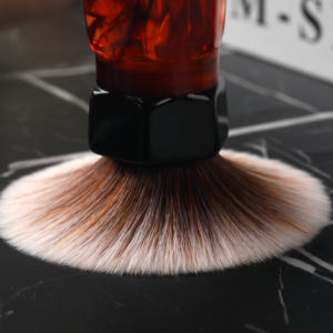 YAQI 24mm Moka Express Mew marrone capelli sintetici uomini pennello da barba logo personalizzato - Product Image 5