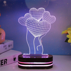 Multicolour Christmas Romantic Gifts Hearts I Love You 3d Fanatic Visual Night Light Touch LED <strong>Table</strong> Desk Lamp - Product Image 5