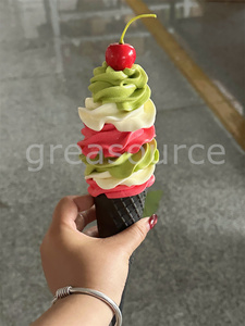 วาฟเฟิลกรวยสีดำยาว รสเชอร์รี่ ราสเบอร์รี่ ของตกแต่งเค้ก ขนมหวาน สีเขียวมัทฉะ ของเล่นจำลอง - Product Image 5