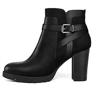 Botas de Plataforma Impermeables para Mujer, con Hebilla, Punta Redonda, Tacón Grueso, para Invierno y Otoño - Product Image 1