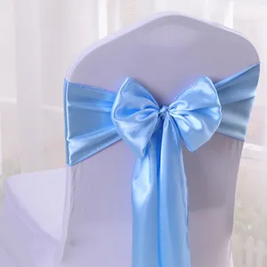 Faixa de cadeira de tecido cetim lisa, faixa para decoração de festa de casamento, preço baixo