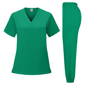 Women V Neck <b>Scrub</b> <b>Set</b> Moisture Wicking Split Uniform Plus Size Hospital Wear - Product Image 4