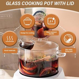 Olla <span class=keywords><strong>de</strong></span> <span class=keywords><strong>vidrio</strong></span> <span class=keywords><strong>de</strong></span> 1600 Ml-Resistente al calor Flame Safe Borosilicate Cookware Stove Pot <span class=keywords><strong>para</strong></span> Pasta Fideos, - Product Image 2