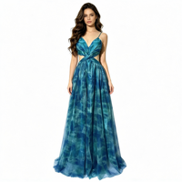 Robe sexy sans manches en maille tie-dye, style vacances transfrontalier euro-américain, à bretelles, taille basse et dos profond en V