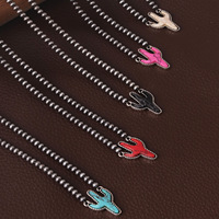 Colliers pendentifs Comiya Western Till Turquoise Cactus Bamboo Chain et alliage de zinc - Style ethnique - Bijoux polyvalents pour femmes