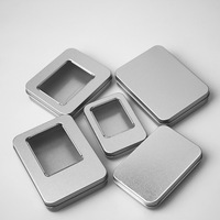Caja Metálica Rectangular Pequeña para Teclas USB, con Tapa Transparente y Superficie Brillante, Impresa en Serigrafía