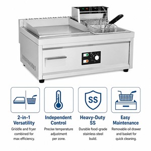 Commercial Electric Griddle <b>Fryer</b> Combo Flat Top Grill with Deep <b>Fryer</b> for Burger Steak Fries Fast Food Kitchens - Product Image 3