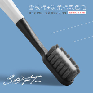 Cepillo de Dientes Premium de Cerdas Suaves con Orificio Cuadrado Personalizado de la Fábrica de Cepillos de Dientes de Yangzhou, Versión Manual para Adultos en Blanco y Negro - Product Image 4