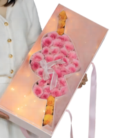 Boîte à fleurs de luxe pour la Saint-Valentin, la fête des mères, en forme de cœur et boîtes à fleurs pour maman avec fenêtre