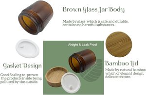 Eco-Friendly PET <b>Plastic</b> Cream <b>Jar</b> 50g-500g Frosted Amber Bamboo Lid for Skin Care Cream Face & Lipstick Cosmetic Use - Product Image 3