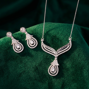 Ensemble de collier et boucles d'oreilles RAKOL SP415 pour femmes et hommes, avec zircon, bijoux pour anniversaire et mariage, tendance 2021 - Product Image 2
