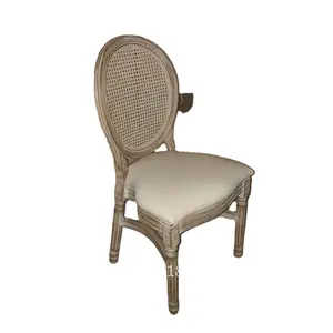 Cadeira antiga empilhável em rattan, antiguidade, sala de jantar em madeira, cadeira luxuosa xv com assento removível