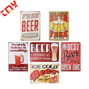 Wholesale Custom Metal Advertising Sign Printing Wall Decorations Retro Style bar <strong>Beer</strong> Sublimation Vintage Metal Tin <strong>Signs</strong> - Product Image 1