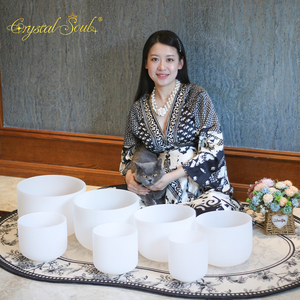 Set di Campane Tibetane in Cristallo Smerigliato di Alta Qualità Crystal Soul da 6-12 Pollici, Classica Campana in Cristallo Bianco con Borsa - Product Image 3