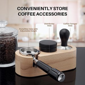 Station de Tamponnage à Expresso en Bois de Hêtre, Organiseur Multi-Compartiments, Support pour Tampon, Outils à Café, Station de Tamponnage pour Café à Domicile - Product Image 5